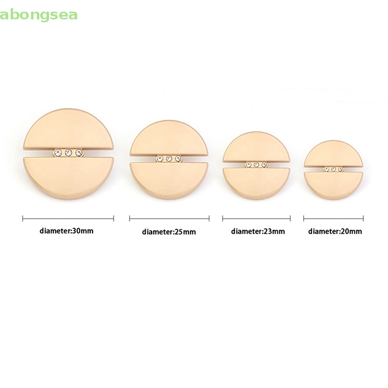 Set 5 Nút Tròn 20mm / 23mm / 25mm / 30mm Bằng Kim Loại Đính Đá Giả Thời Trang