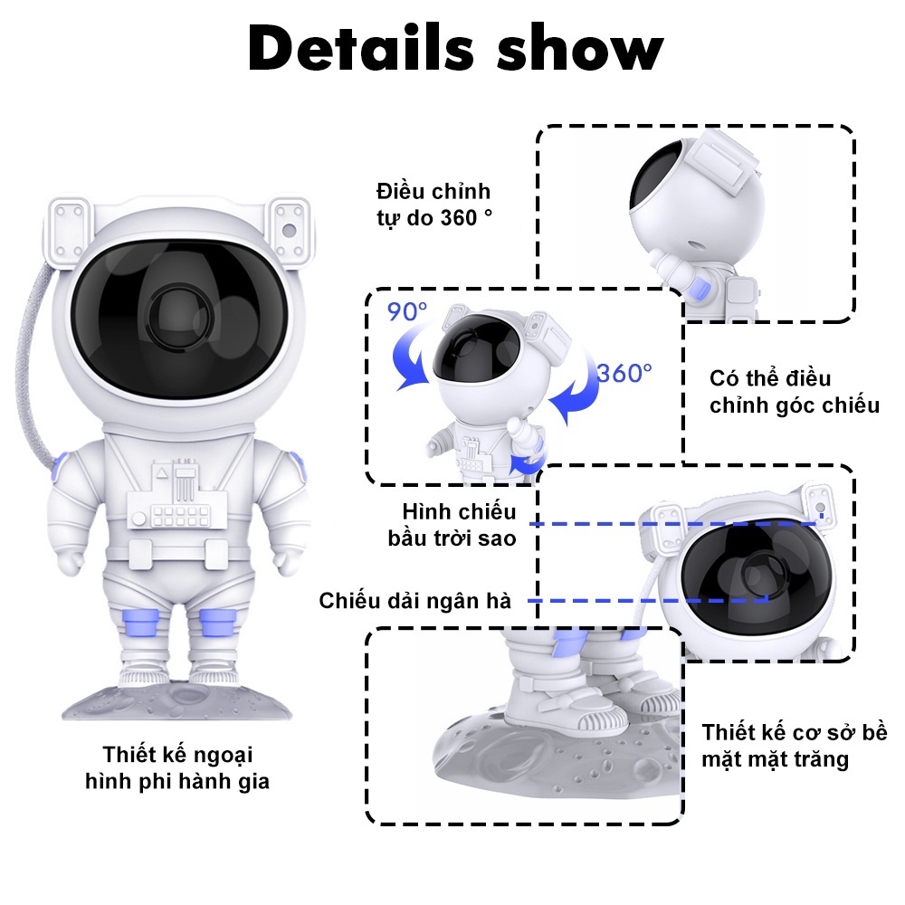 [TẶNG REMOTE] Đèn Phi Hành Gia Chiếu Sao, Đèn Ngủ Laser Chiếu Sao Galaxy Thiên Hà, Phiên Bản Mới Nhất 2023