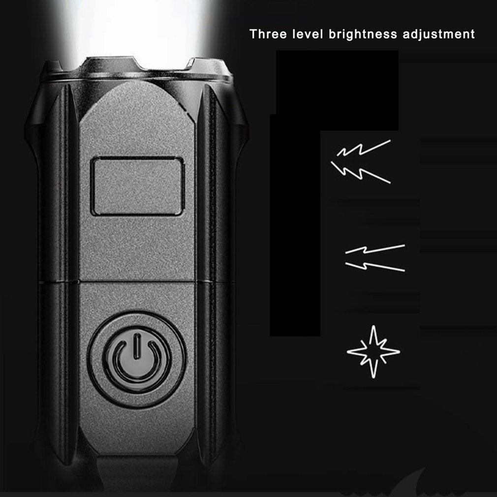 Super Bright Abs Strong Light Focusing Led Flashlight Outdoor Portable Home Built-In Battery Rechargeable Multi-Function [Q/14]