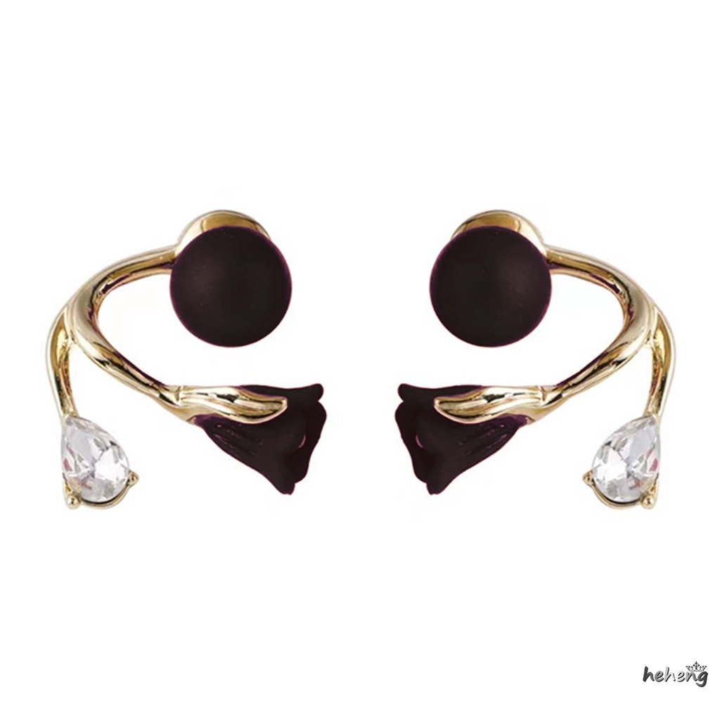 Khuyên Tai Hình Hoa Tulip Đính Ngọc Trai Phong Cách Pháp Cổ Điển Dễ Phối Đồ