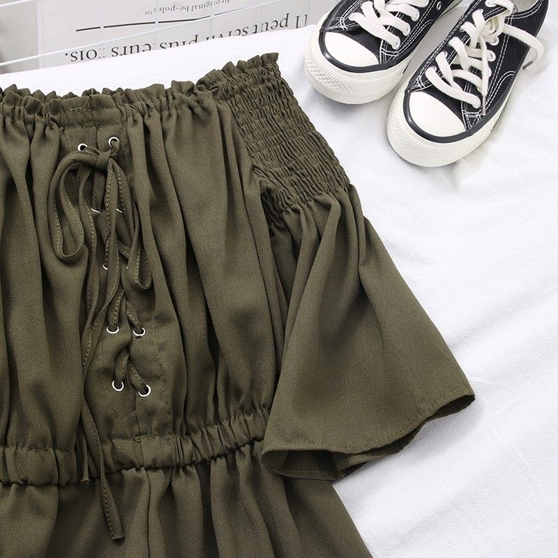 Áo Kiểu Trễ Vai Tay Loe Thắt Dây Eo Thời Trang Mùa Hè Phong Cách Mới