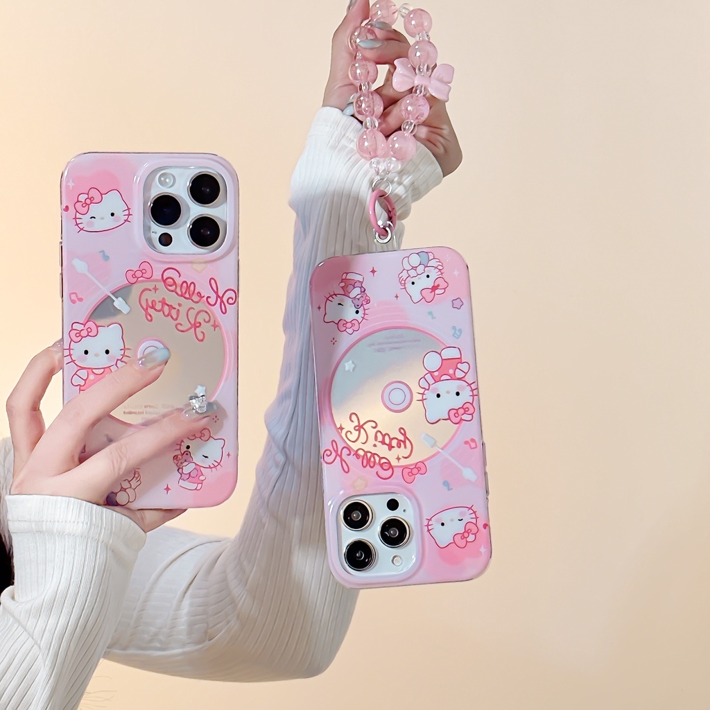 Ốp Điện Thoại Hai Mặt Chống Sốc Tráng Gương Hình Mèo Hello Kitty Cho IPhone 14 13 12 11 Pro Max