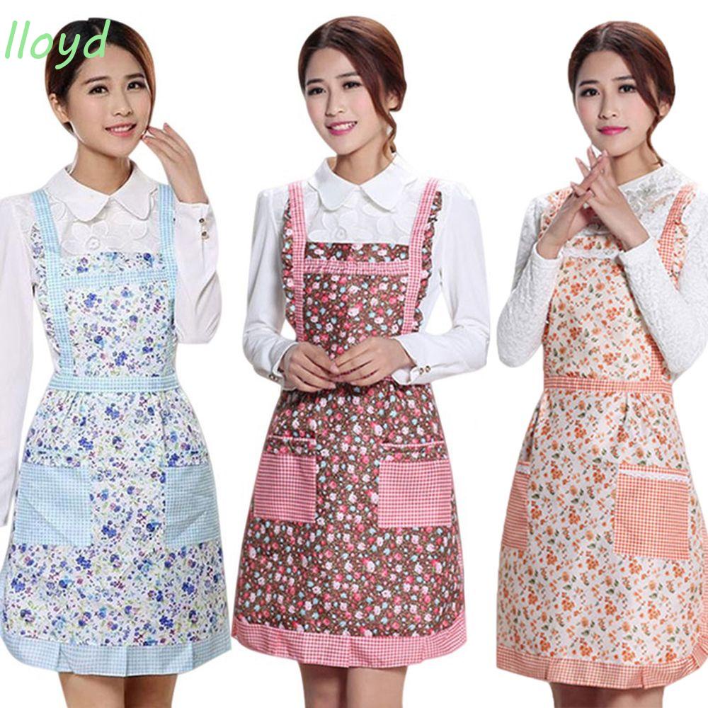 Tạp Dề Hai Lớp Dày Dặn Chống Thấm Nước Và Dầu In Họa Tiết Caro Có Túi Cho Nữ