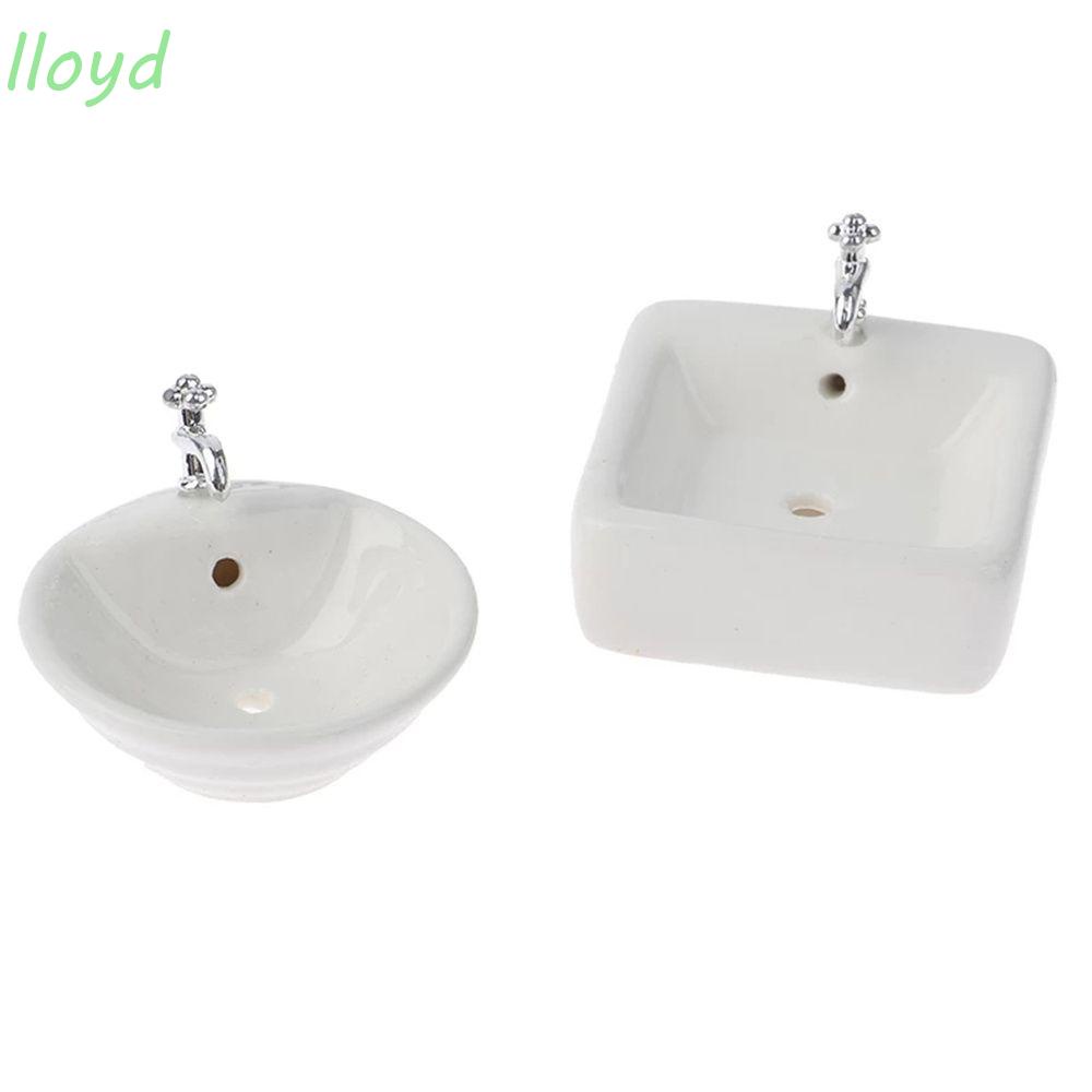 Mô Hình Bồn Rửa Mặt Đồ Chơi Mini Hình Tròn / Vuông Trang Trí Tiểu Cảnh