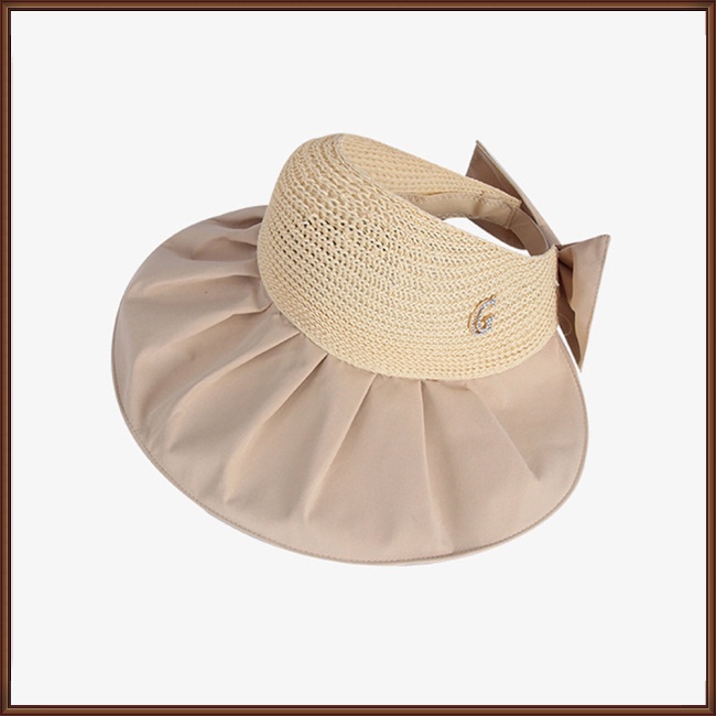 Jaz Mũ Rộng Vành Cotton Chống Nắng Hở Chóp Kẻ Sọc Caro Có Thể Gập Lại Cho Nữ