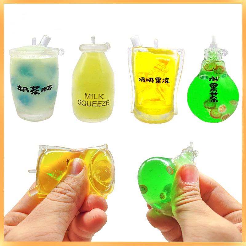 Đồ Chơi Nắn Bóp Đàn Hồi Giảm Stress Hình Ly Trà Sữa Bằng Silicone