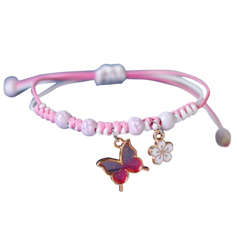 Vòng Đeo Tay Họa Tiết Hoa Và Bướm Màu Tím Thời Trang