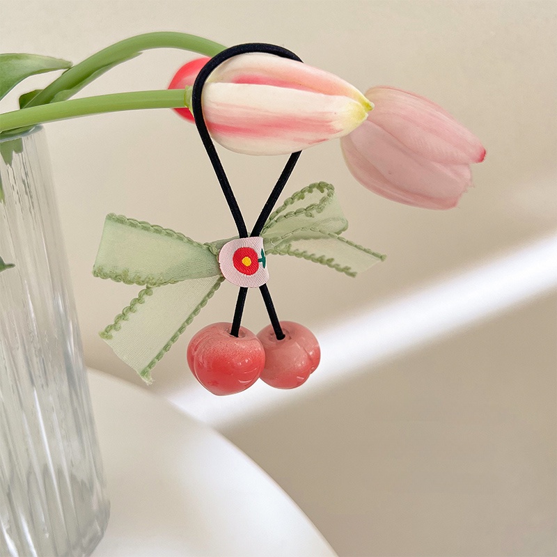Dây Cột Tóc Cao Su Co Giãn Hình Quả Cherry Dễ Thương Thời Trang Mùa Hè