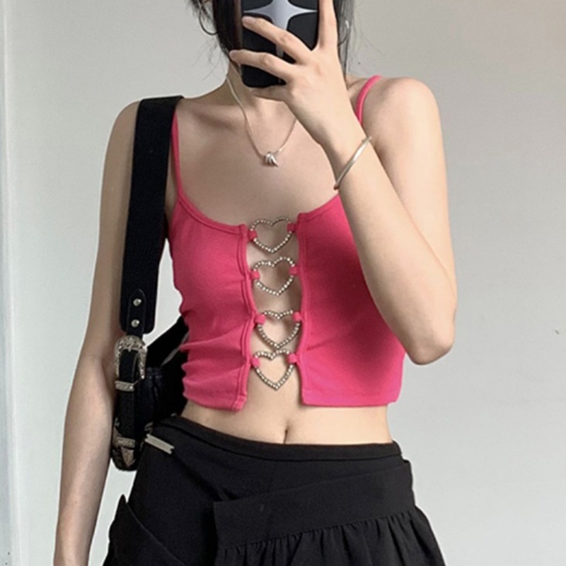 Áo Sát Nách Cổ Tròn Khoét Lỗ Phối Vòng Kim Loại Thời Trang Đường Phố Cá Tính