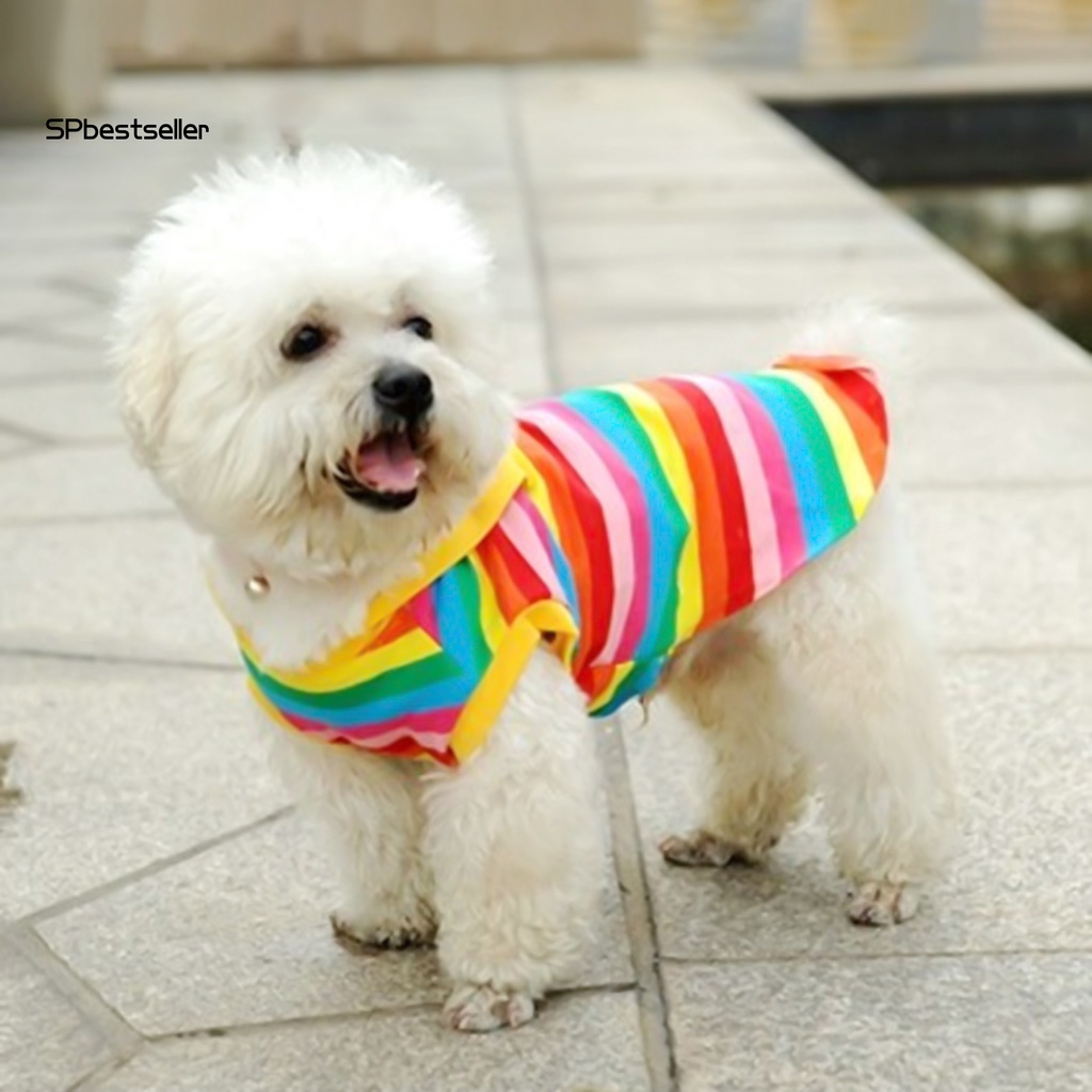 Áo Sát Nách Vải Cotton Mềm Màu Cầu Vồng Thoáng Khí Dùng Làm Quà Tặng Cho Cún Cưng