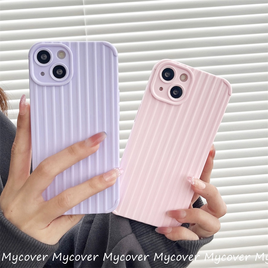 Ốp Điện Thoại Silicon Mềm Họa Tiết Kẻ Sọc Màu Kẹo Trơn Đơn Giản Cho iPhone 14 13 12 11 Pro Max X XR Xs Max 6 7 8 Plus