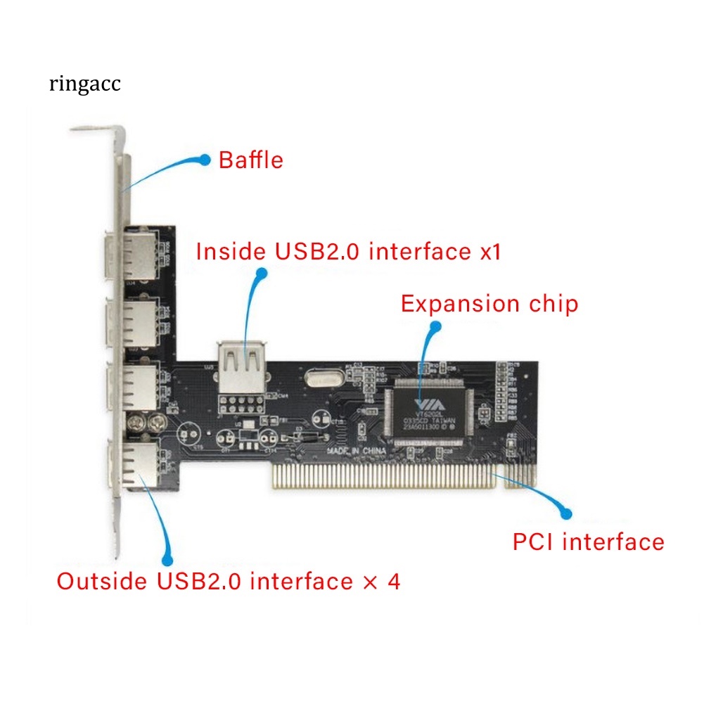 Card Mở Rộng 480Mbps PCI Sang 4 + 1 USB 2.0 Cho Máy Tính Để Bàn