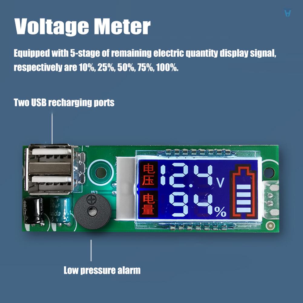 Đồng Hồ Đo Điện Áp Hiển Thị Màn Hình LCD Với Giao Diện USB Cho Pin Lithium 12.6V 3S