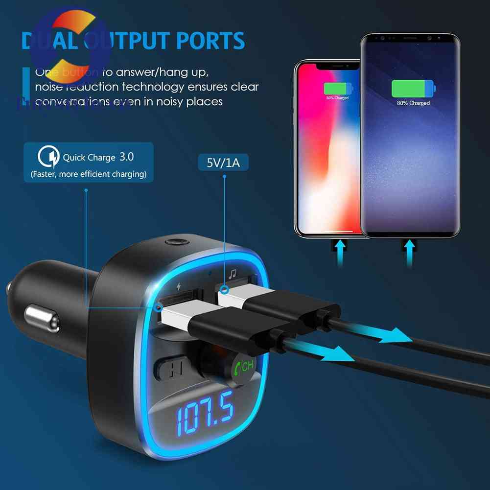 Tẩu Sạc T25S Kết Nối Bluetooth FM Đa Chức Năng MP3 QC3.0 Cho Ô Tô