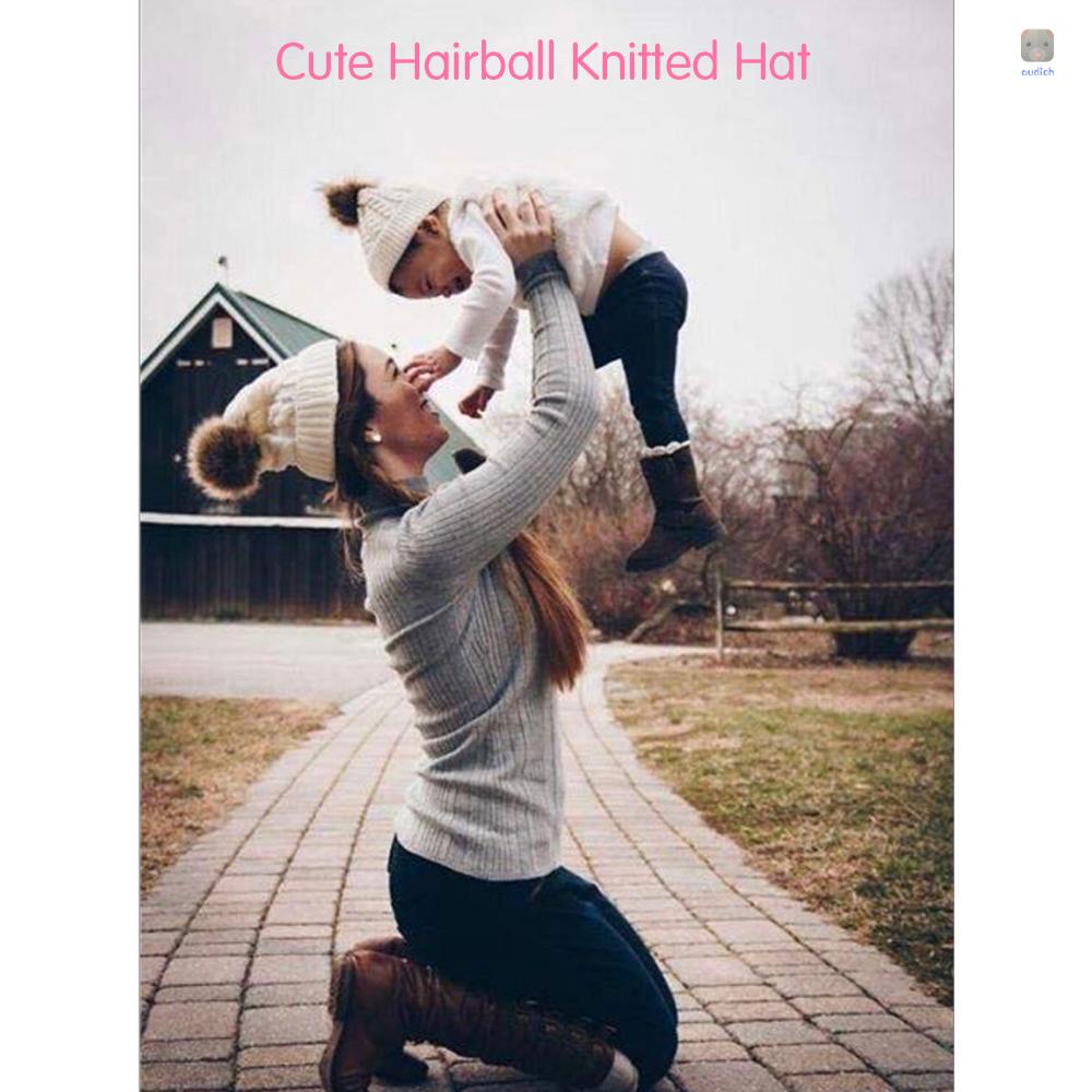 Mũ beanie Trùm Đầu Đính Quả Bông Dễ Thương Cho Bé