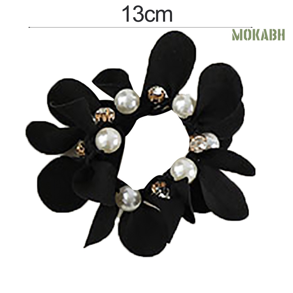 [Mok Abh] Băng Đô Cài Tóc Đuôi Ngựa Đính Đá Giả Ngọc Trai Không Phai Thanh Lịch Quyến Rũ Dùng Chụp Ảnh