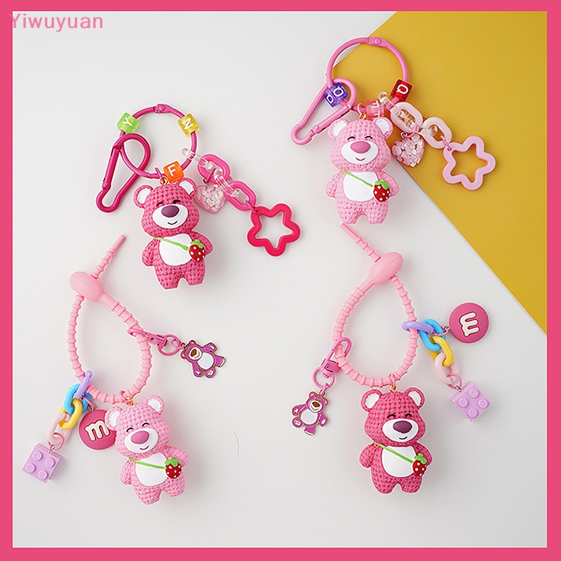 < Yiwuyuan > Móc Khóa Hình Gấu Dâu Tây Hoạt Hình Đáng Yêu Cho Nữ