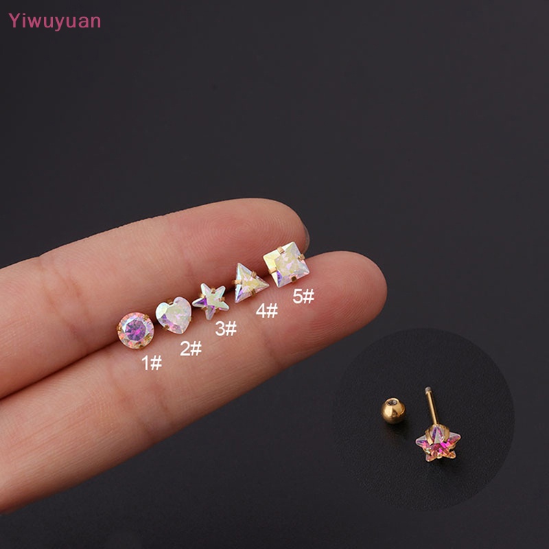 1 Khuyên Tai Xoắn Ốc Đính Đá Zircon Nhiều Màu Mới