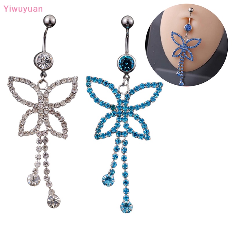 &lt; Yiwuyuan &gt; Khuyên Rốn Đính Đá Zircon Hình Bướm Thời Trang Mới Cho Nữ