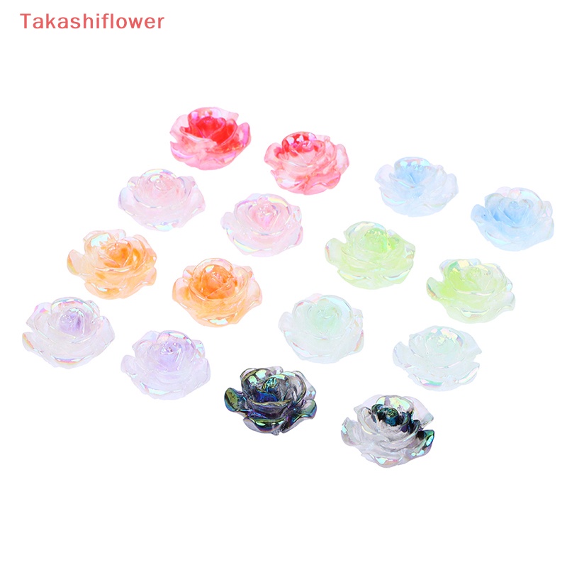 Set 2 Mô Hình Hoa Hồng Dạ Quang Mini Bằng Nhựa Resin Trang Trí Sân Vườn DIY