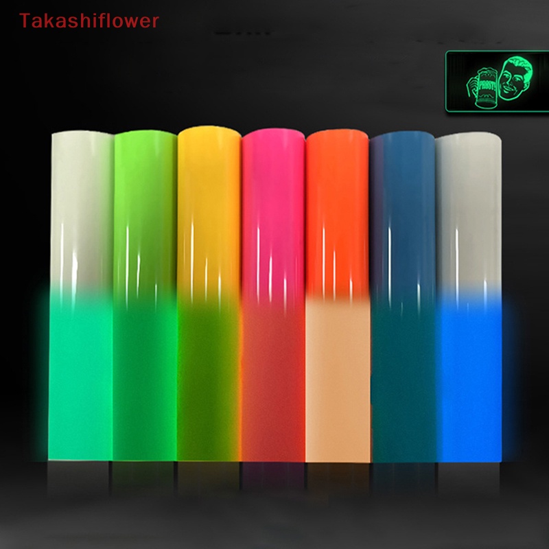 (Takashiflower) Miếng Dán Chuyển Nhiệt HTV Vinyl Phát Sáng Trong Bóng Tối 3D Cho Áo Phông Cricut Cameo 4 Loại Tấm Màu