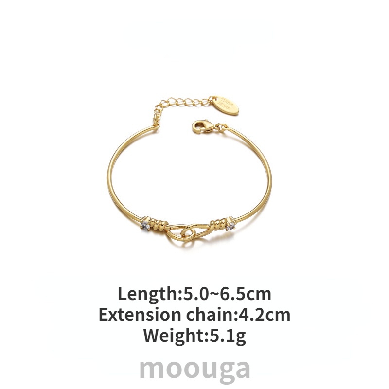Moouga / Vòng Tay Đính Đá Zircon Siêu Tối Giản Cá Tính Phong Cách Âu Mỹ Cho Nữ