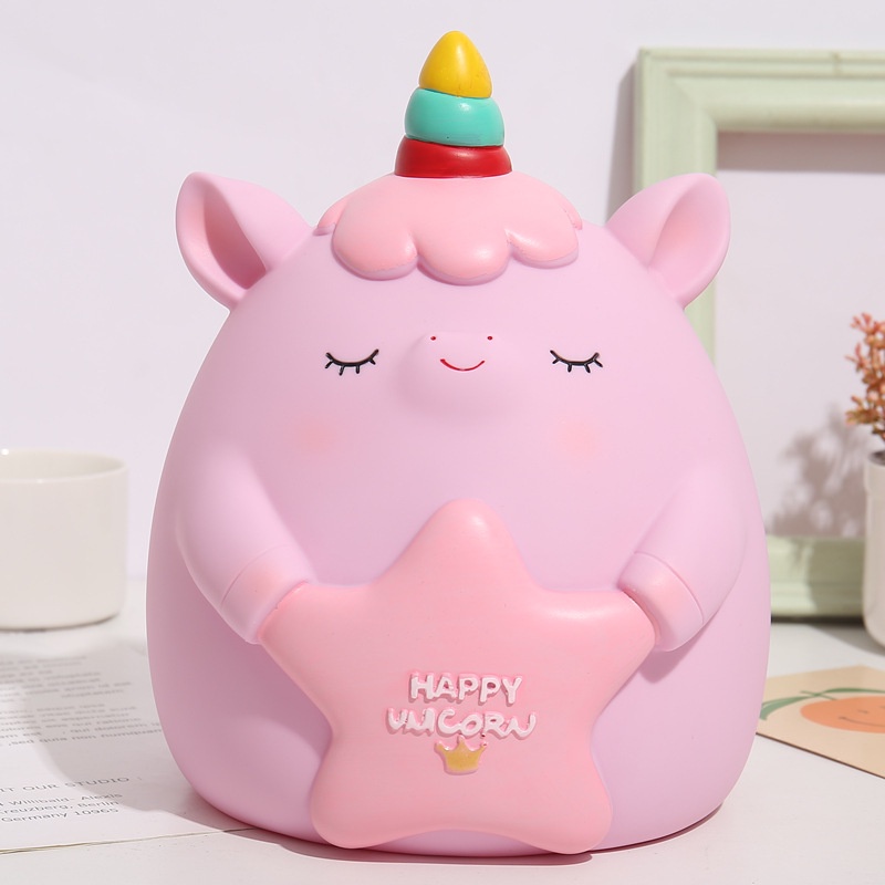 JJT Ống Heo Tiết Kiệm Hình Hello Kitty / Kỳ Lân Để Bàn Trang Trí