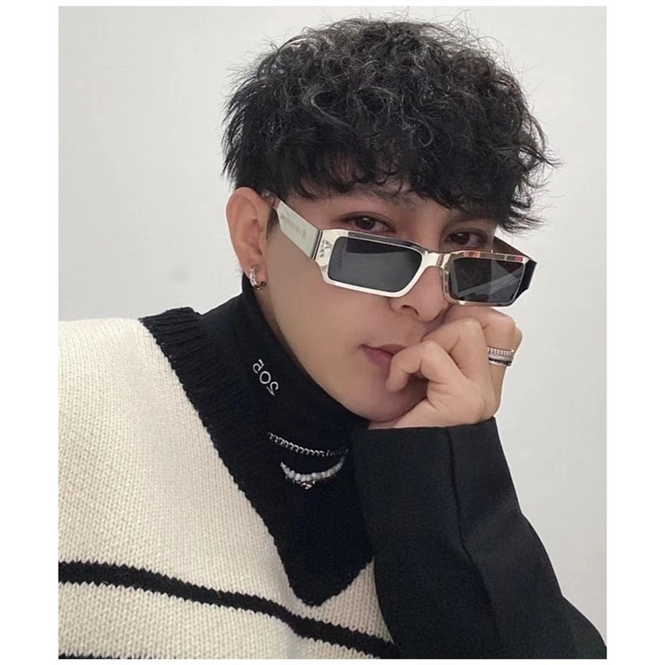 Kính Mát Gọng Kim Loại Vuông / Chữ Nhật Phong Cách Hip hop