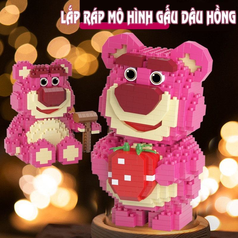 Đồ Chơi Mô Hình Lắp ráp 3D Hoạt Hình Gấu Lotso cho bé, Đồ chơi lắp ráp đáng yêu cho bé Nhà cá - E101