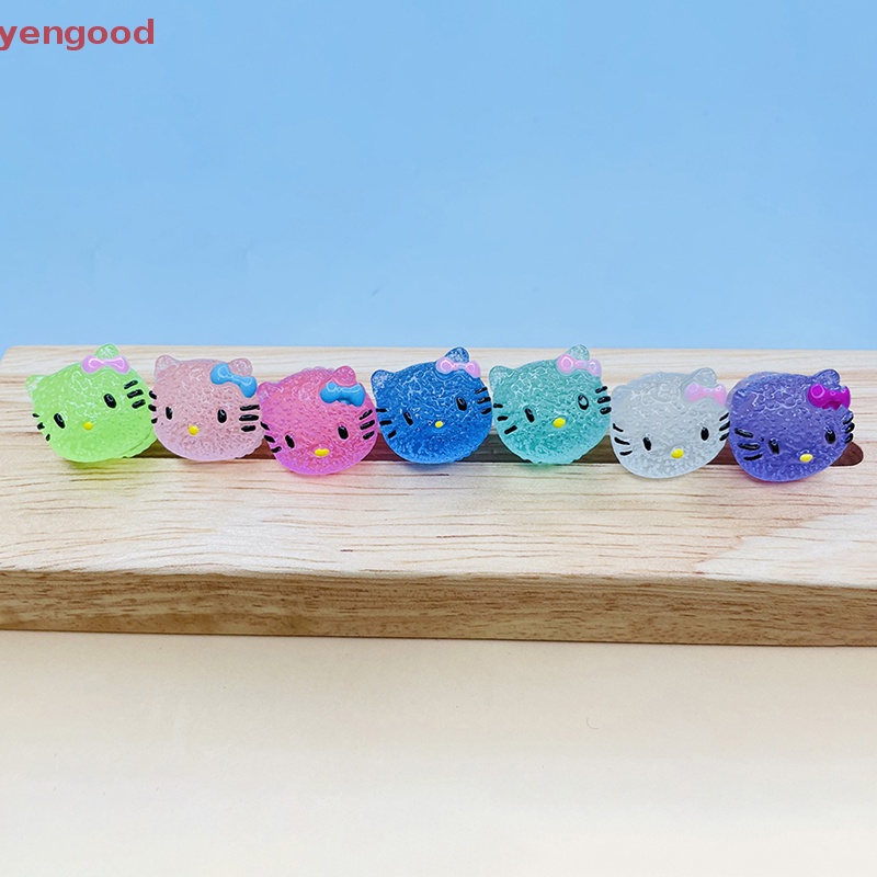 Set 2 Mặt Dây Chuyền Hình Mèo Bằng Resin Dạ Quang DIY Dễ Thương Trang Trí Điện Thoại