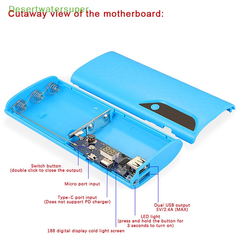 1 Vỏ 5x18650 Hai Cổng Sạc USB