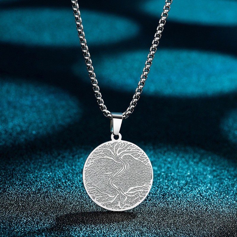 Z Vòng cổ Mạ Vàng 18K Phối Mặt Hình Cây Đời Sống Bằng Thép Không Gỉ Thời Trang Cho Nam Và Nữ