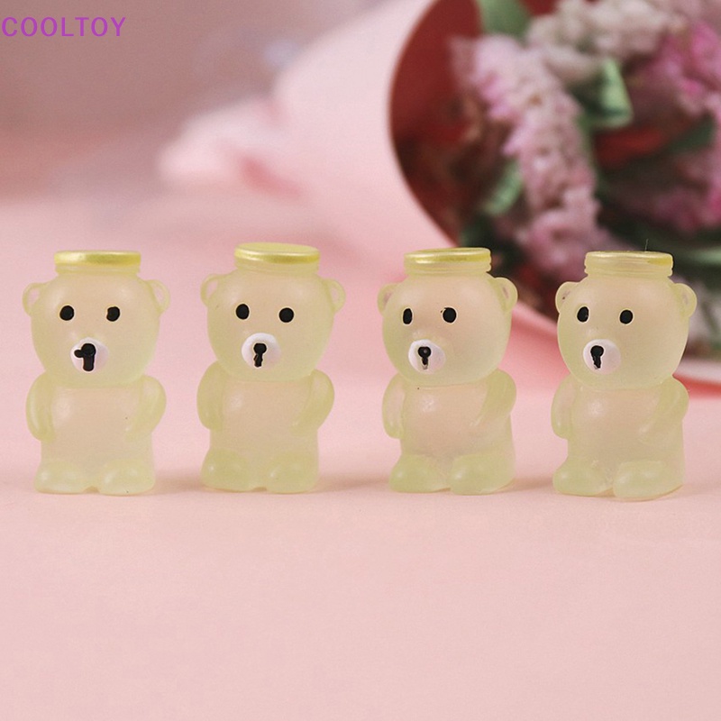 Cooltoy Set 5 Ly Nước Mini Màu Dạ Quang Hình Gấu Dễ Thương Trang Trí Nhà Búp Bê