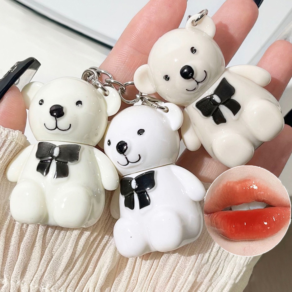 Son Kem Hiệu Ứng Gương 6 Màu Chống Nước Lâu Trôi Không Dính Cốc Hình Gấu Dễ Thương Cho Nữ