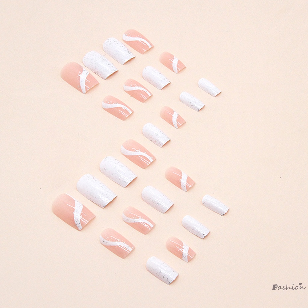 Bộ Móng Tay Giả Hình Vuông Màu Hồng Lấp Lánh Bền &amp; Không Bao Giờ Xẻ Tà Thoải Mái