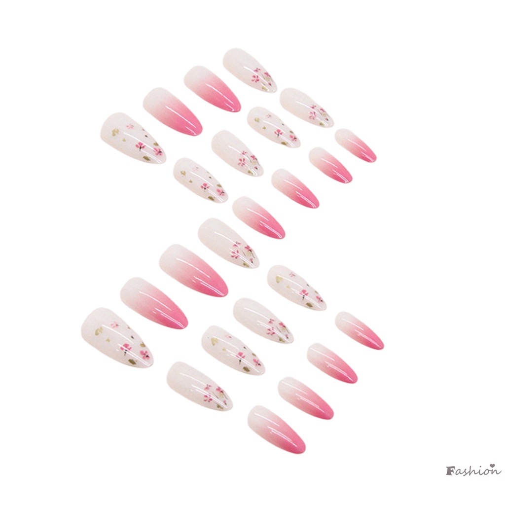 Móng Tay Giả Màu Hồng Bóng Trong Suốt Dạng Nhấn Thanh Lịch