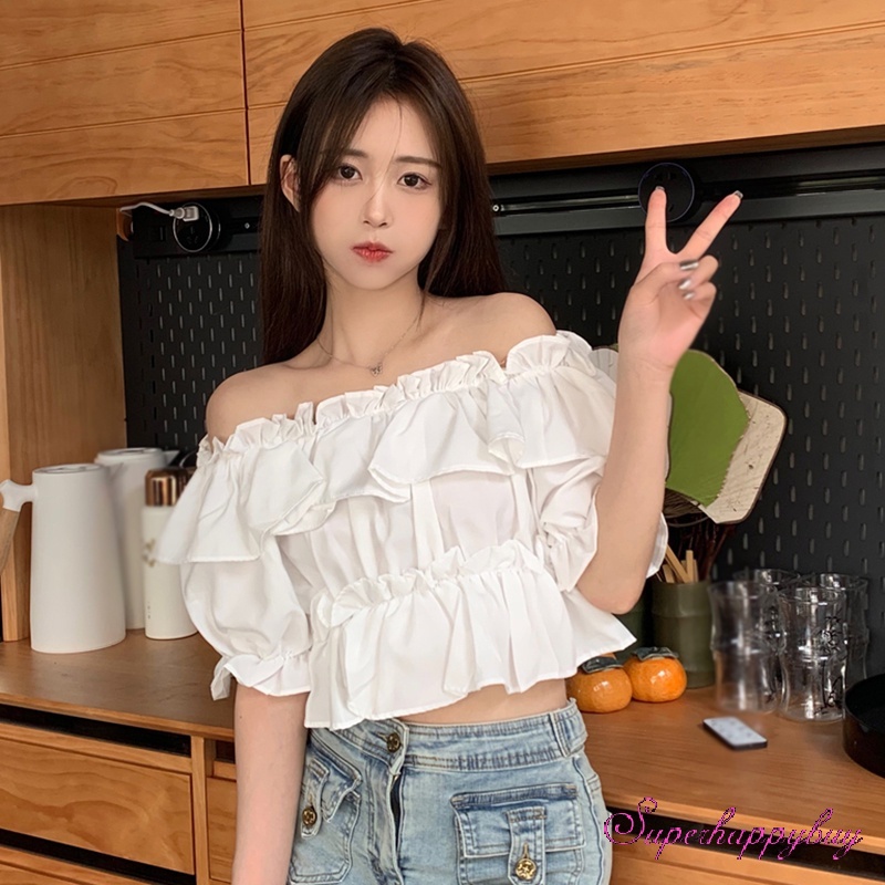 Áo Sơ Mi Tay Ngắn Phồng Màu Sắc Thời Trang Mùa Hè Cho Nữ