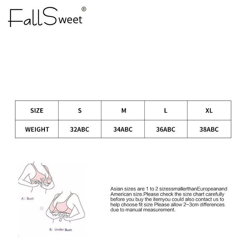 FallSweet S-XL Áo Lót Nâng Ngực Không Gọng Không Đường May Lưng Thấp