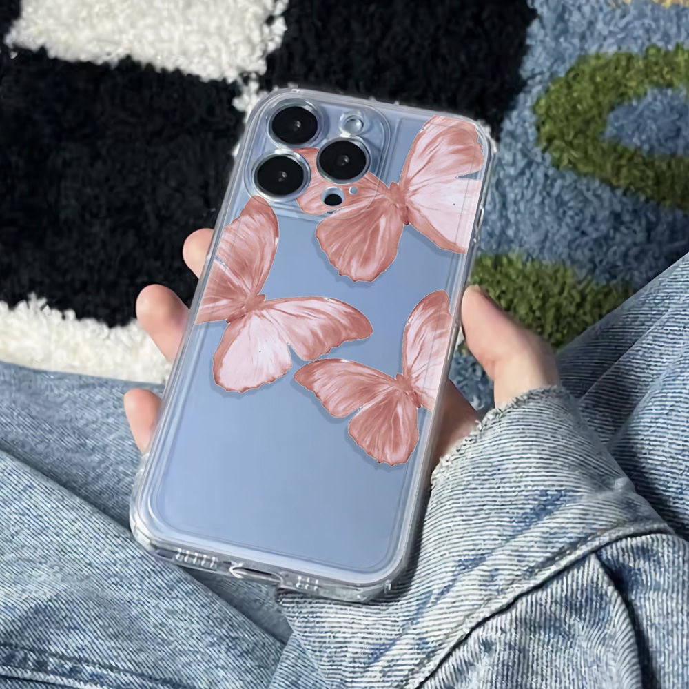 ✅Ốp Điện Thoại Mềm Chống Sốc Hình Bướm Hồng Cho Iphone 116In 13iPhone1214pro maxplus78 VJG1
