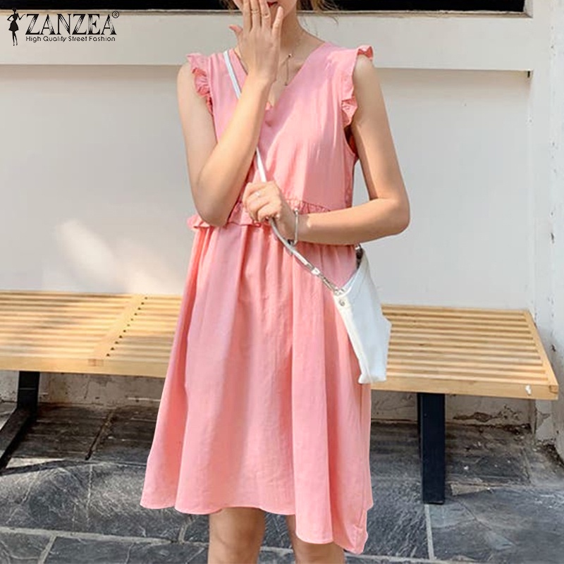 Zanzea Đầm không tay Cổ Chữ V Thời Trang Quyến Rũ