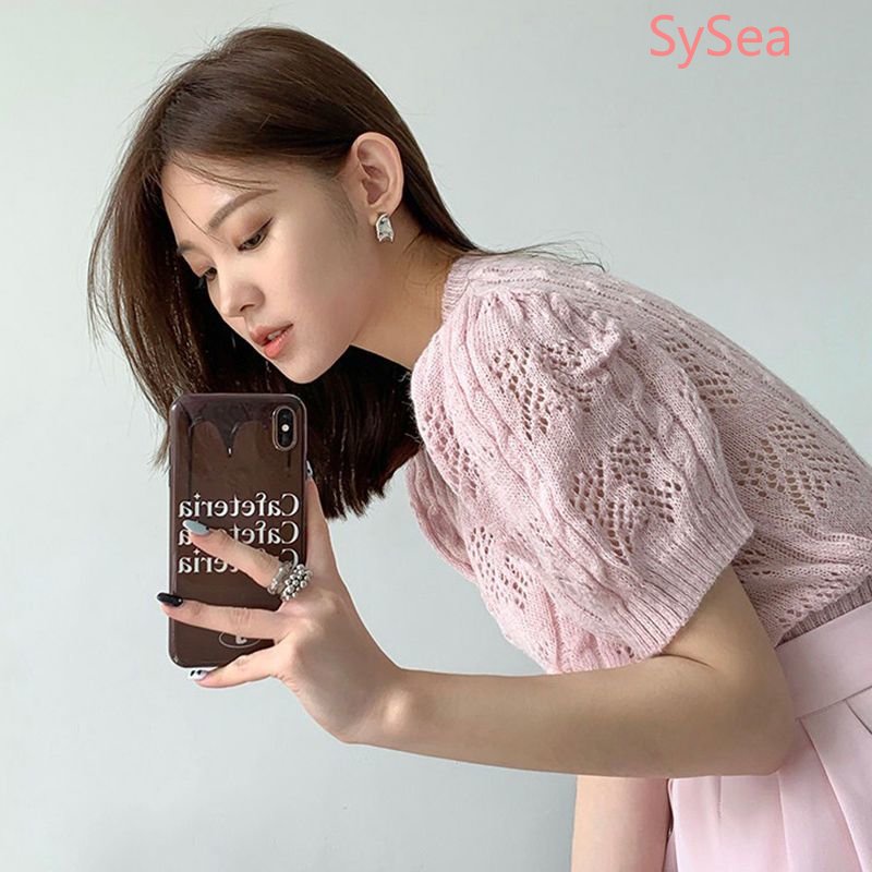 Áo Dệt Kim Cổ Tròn Thời Trang Mùa Hè Hàn Quốc Dành Cho Nữ