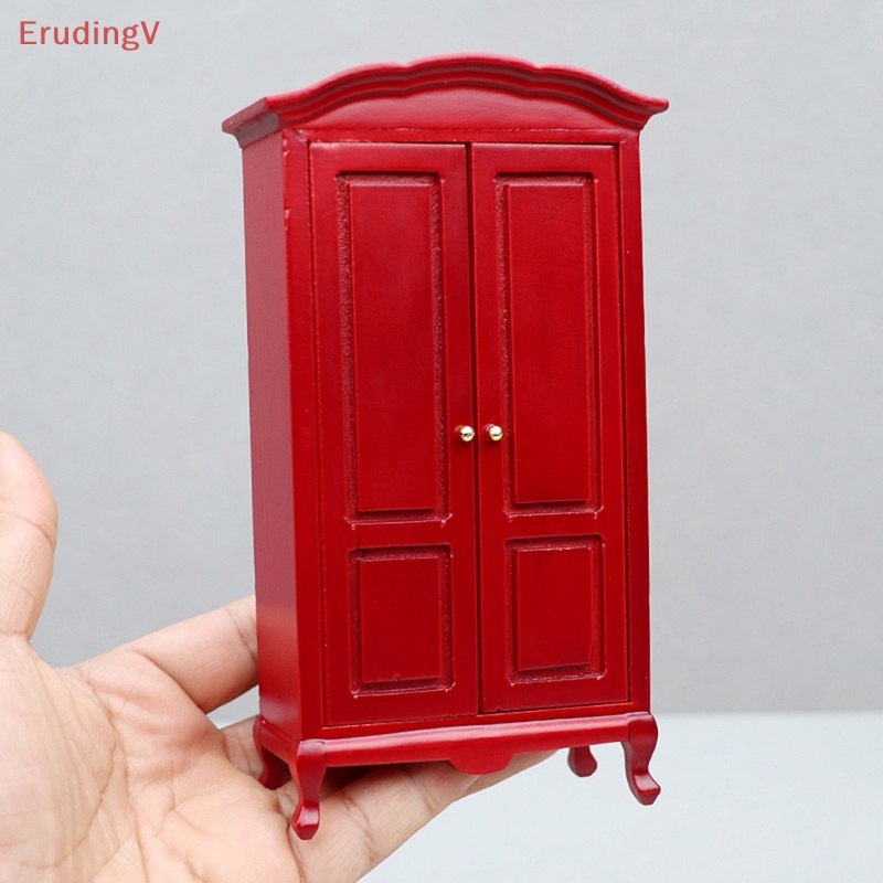 Tủ Quần Áo Màu Đỏ Phong Cách Retro Cho Nhà Búp Bê 1: 12