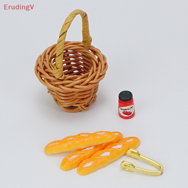 [ErudingV] 1 Bộ Giỏ Đựng Bánh Mì Dâu Tây Tỉ Lệ 1 / 12 Dành Cho Nhà Búp Bê