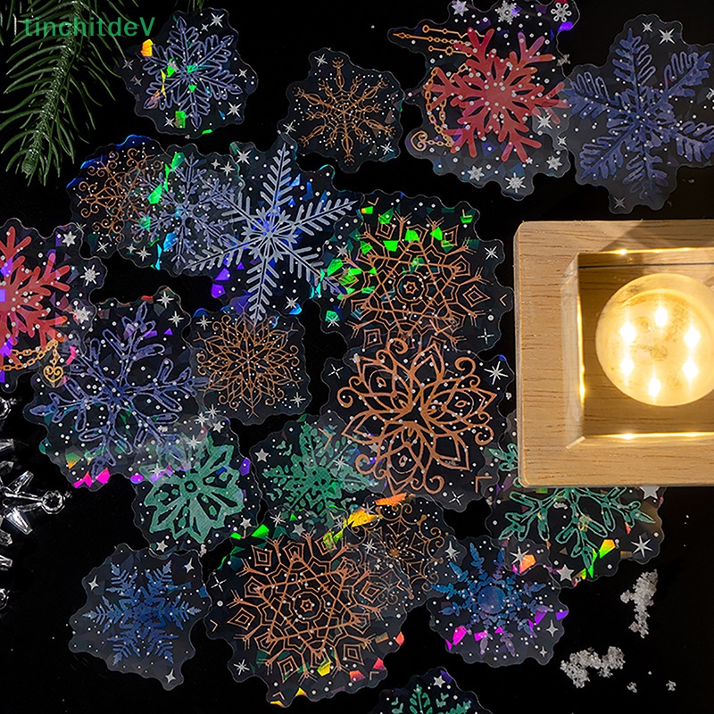 1 Set 6 Kiểu Sticker Dán Hình Bông Tuyết Bằng Chất Liệu PET Dùng Trang Trí DIY