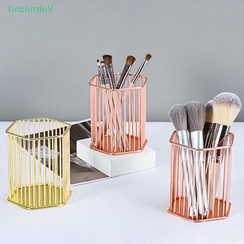 Hộp Đựng Bút Để Bàn Bằng Kim Loại Màu Vàng Hồng Sang Trọng