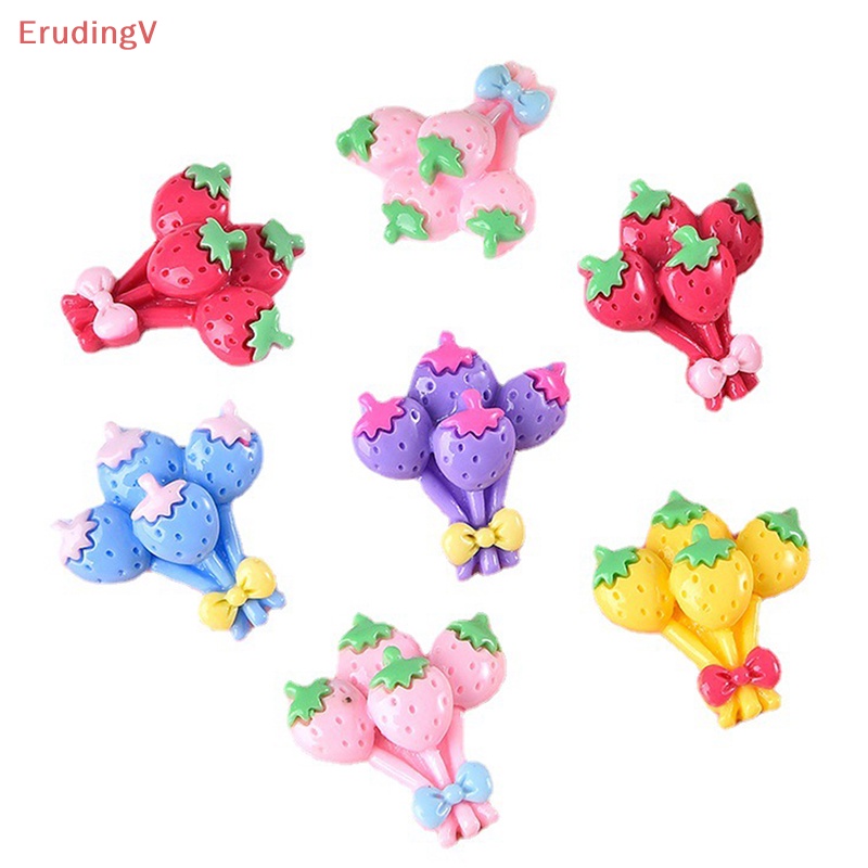 [ErudingV] Set 10 Quả Dâu Tây Màu Sắc Dễ Thương Bằng Nhựa Resin Làm Scrapbook DIY [Mới]