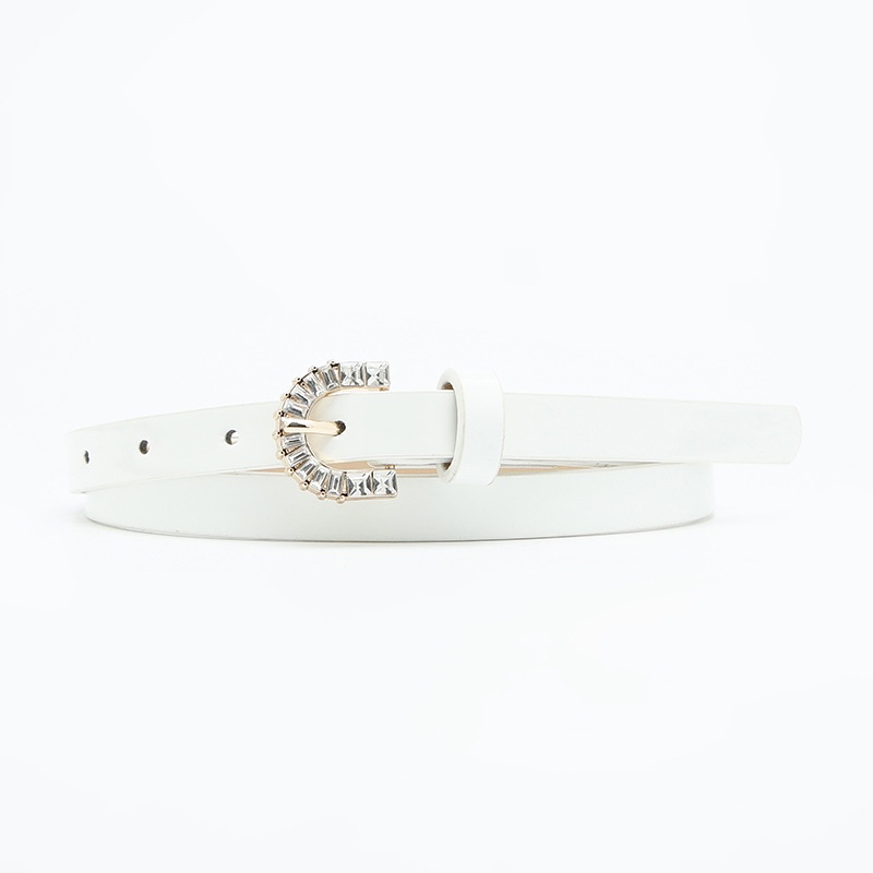 Thắt Lưng Da Mỏng Màu Sáng Đính Đá Phối Khóa Kim Loại Trang Trí Đầm Thời Trang Mùa Hè Cho Học Sinh