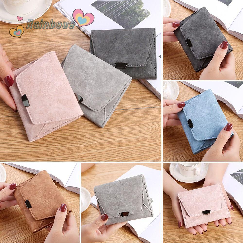 Ví Ngắn Đựng Thẻ Phối Khóa Kéo Họa Tiết Cầu Vồng Dễ Thương Cho Nữ Giá