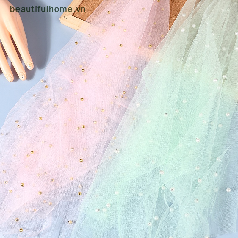 [beautifulhome] Đạo Cụ Chụp Ảnh Móng Tay Với Gạc Ngọc Trai Làm Nền Vải Tuyn [beauty]