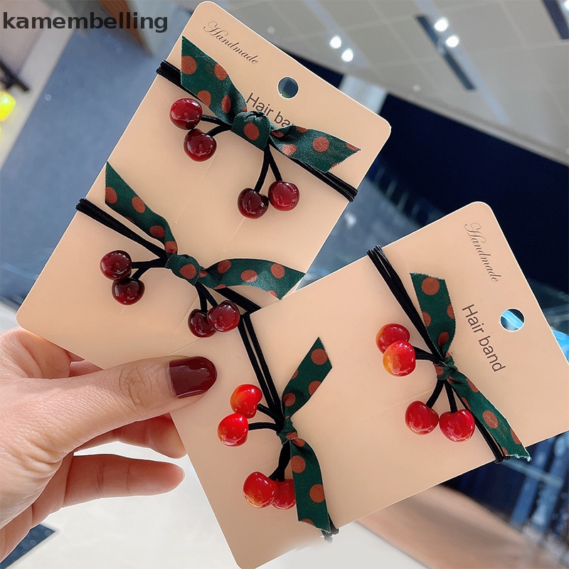 Dây Cột Tóc Cao Su Co Giãn Hình Quả Cherry Dễ Thương Phong Cách Hàn Quốc